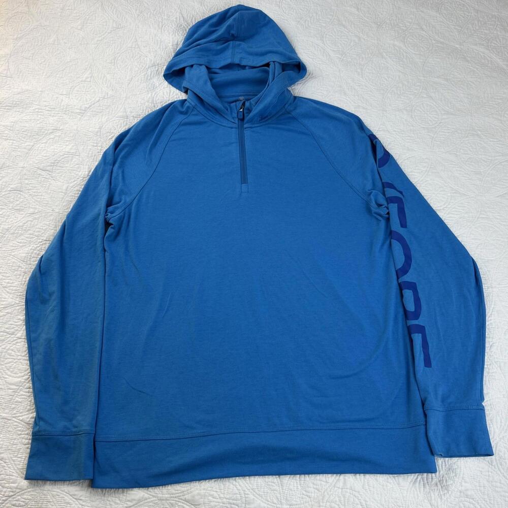 G/Fore Luxe 1/4 Zip Hoodie Mens M Blue Heather Mid Layer Pullover Long Sleeve